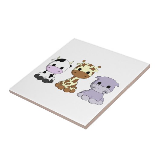 Koe giraffe hippo cartoon tegeltje (Zijkant)