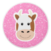 Koe Glitter Keramische Knop (Voorkant)