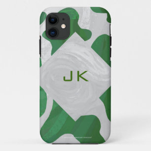 Koe Groen en Wit Monogram iPhone 11 Hoesje