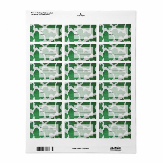 Koe Groen en Wit Monogram Etiket (Full Sheet)
