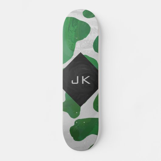 Koe Groen en Wit Monogram Skateboard (Voorkant)