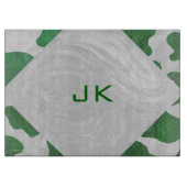 Koe Groen en Wit Monogram Snijplank (Voorkant)