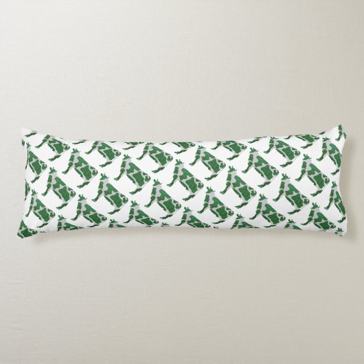 Koe Groen en Wit Silhouette Lichaamskussen (Voorkant)