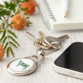 Koe Groen en Wit Silhouette Sleutelhanger (Zijkant)