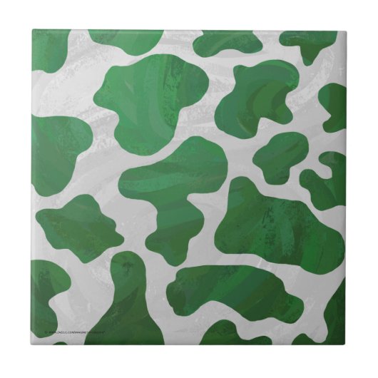 Koe Groene en Witte Druk Tegeltje (Voorkant)