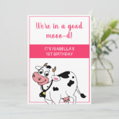 Koe Happy Boerderij Dierenthema Meisje 1e verjaard Kaart (Staand voorkant)