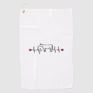 Koe Hartslag Gravure Stijl Boerderij Dier T-shirt Golfhanddoek