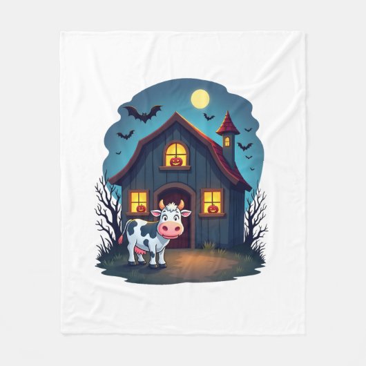 Koe & Haunted Barn Fleece Deken (Voorkant)