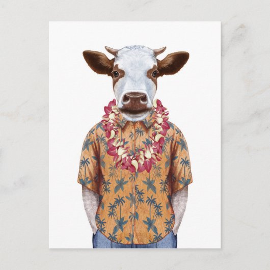 Koe Hawaiiaanse Shirt Briefkaart (Voorkant)