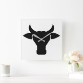 Koe Head Silhouette Vierkante Klok (Huis)