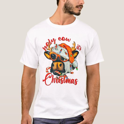 Koe Het is Christmas Candy Cane Sant T-shirt (Voorkant)