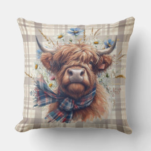 Koe Highland Boerderij Waterverf Kussen