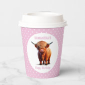 Koe Highland Pink Papieren Bekers (Achterkant)