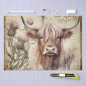 Koe Highland Scotland Thistle Waterverf Tissuepapier (Craft)