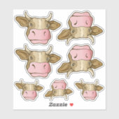 Koe Hoofd Sticker Set (Vel)