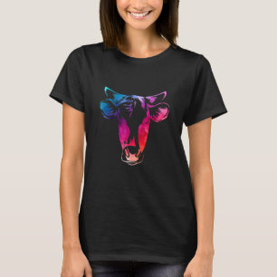 Koe Hoofd Waterverf Landbouwhuisdier voor landbouw T-shirt