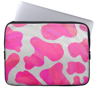 Koe Hot Pink en White Print Laptop Sleeve