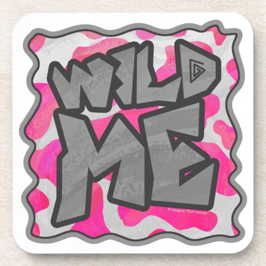 Koe Hot Pink en White Print Onderzetter (Voorkant)