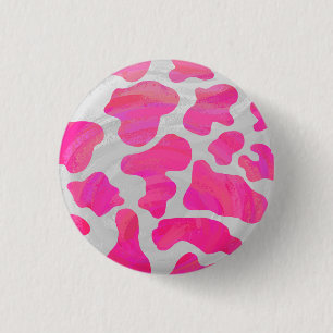 Koe Hot Pink en White Print Ronde Button 3,2 Cm