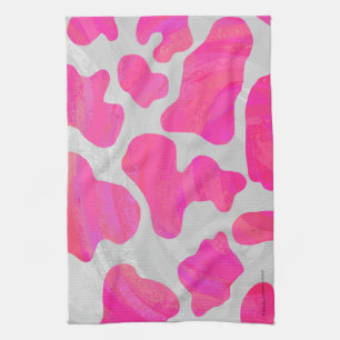 Koe Hot Pink en White Print Theedoek