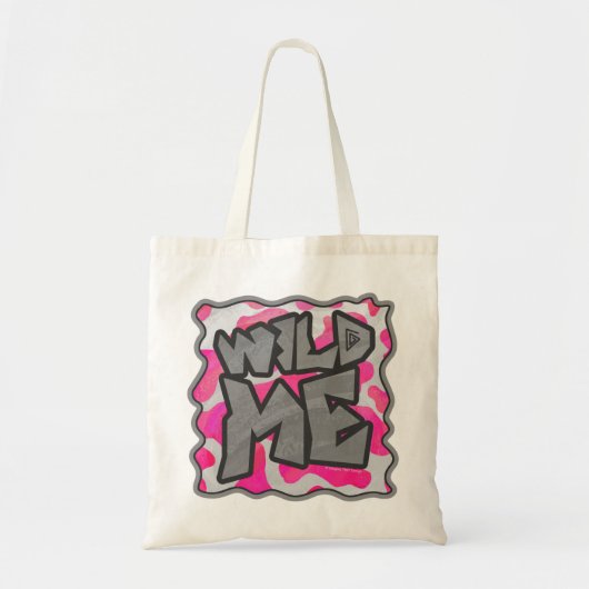 Koe Hot Pink en White Print Tote Bag (Voorkant)