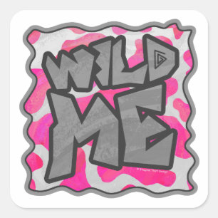 Koe Hot Pink en White Print Vierkante Sticker