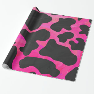 Koe Hot-roze en zwart afdrukken Cadeaupapier