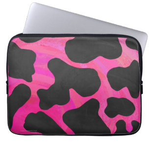 Koe Hot-roze en zwart afdrukken Laptop Sleeve