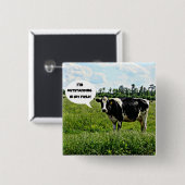 Koe Humor Vierkante Button 5,1 Cm (Voorkant /achterkant)