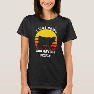 Koe Ik hou van koeien en misschien van 3 mensen T-shirt
