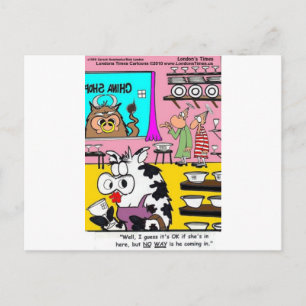 Koe in Chinese winkel Grappige mokken T-shirts Kaa Briefkaart