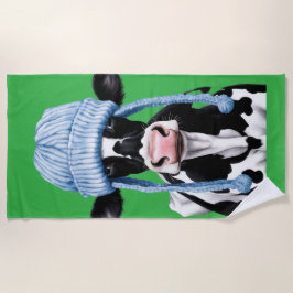 Koe in een hoed. strandlaken