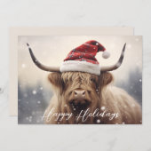 Koe in een Kerstmanmuts Prettig Kerstfeest Feestdagenkaart (Voorkant / Achterkant)