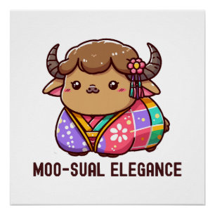 Koe in Elegantie in Hoogland Perfect Poster