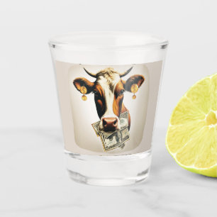 Koe in geld shot glas