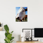Koe in het veld, close-up poster (Thuiskantoor)