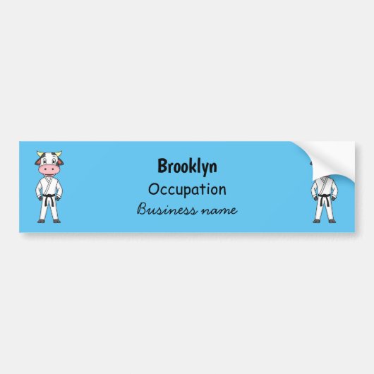 Koe in kung fu suit cartoon bumpersticker (Voorkant)