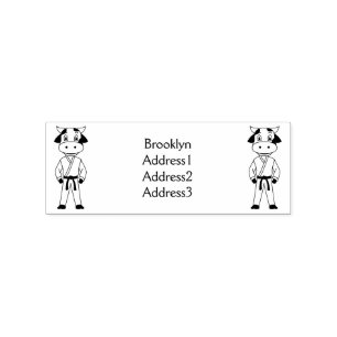 Koe in kung fu suit cartoon rubberstempel