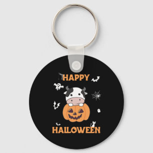 Koe in pomkin Cute Koeien Happy Halloween Sleutelhanger