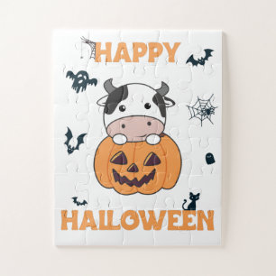 Koe in pompoen Schattigee Koeien Happy Halloween J Legpuzzel