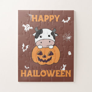 Koe in pompoen Schattigee Koeien Happy Halloween J Legpuzzel