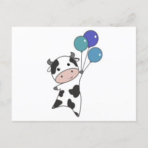 Koe kalf vliegballonnen kalveren briefkaart