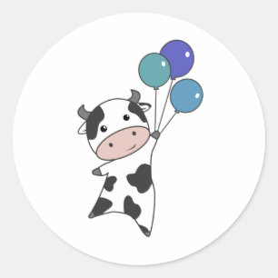 Koe kalf vliegballonnen kalveren ronde sticker