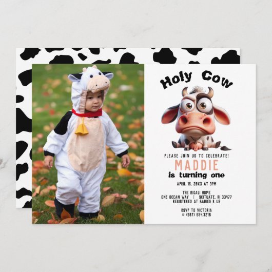 Koe karikaturen Ik ben een Cowgirl 1e verjaardag Kaart (Voorkant / Achterkant)