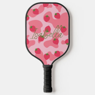 koe kawaii aardbei gepersonaliseerd pickleball paddle