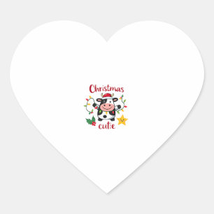 Koe Kerst Knuffel Koeien Kerst T-Shirt (6) Hart Sticker