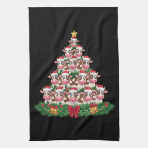 Koe Kerstboom Grappige Koe Liefhebber Koe Kerstmis Theedoek