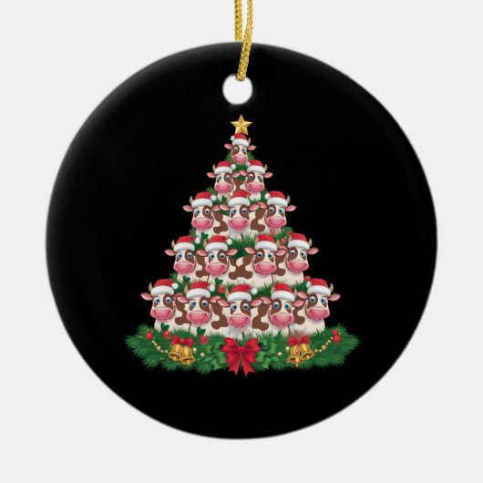 Koe Kerstboom Grappige Koe Lover Koe Xmas Keramisch Ornament (Voorkant)