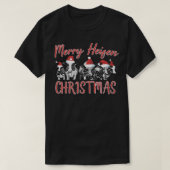 Koe kerstfeest Merry Heifen Kerstmis Funny Koe Far T-shirt (Design voorkant)