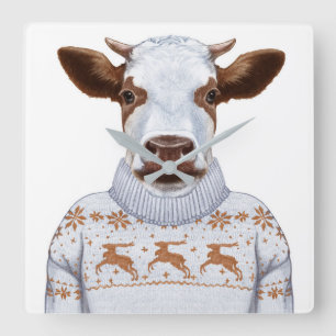 Koe kerstkeuken vierkante klok